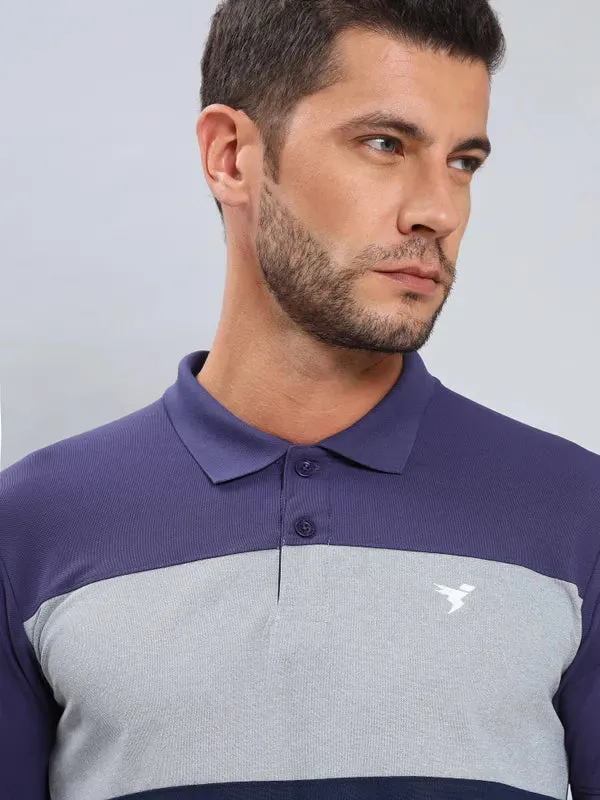 Men Colorblock Slim Fit Polo T-shirt with MATPIQ