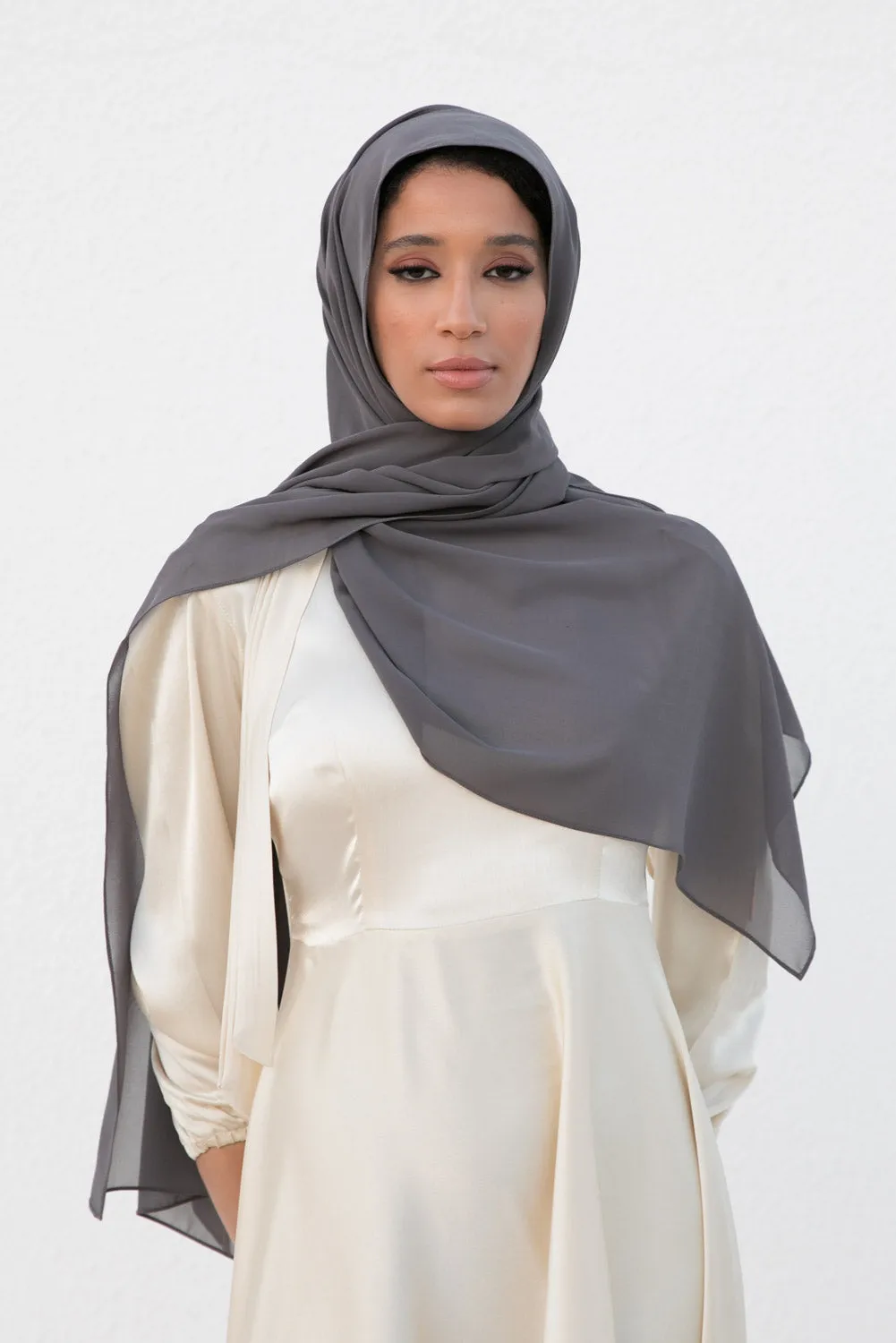 Misty Grey Chiffon Hijab