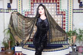 Modern Black and Gold Assuit Shawl With Deco Diamonds Design