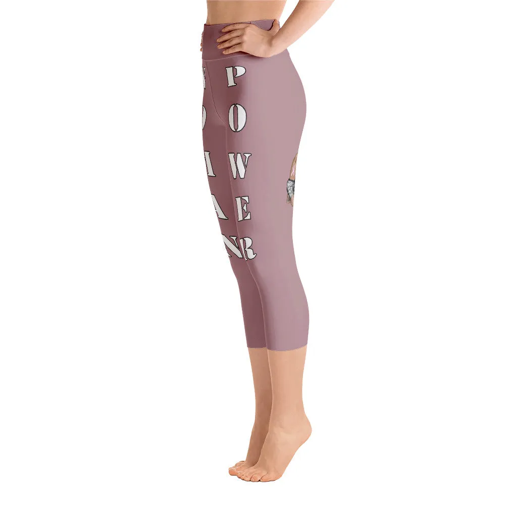 Our best viral leggings dusty rose woman power white letters