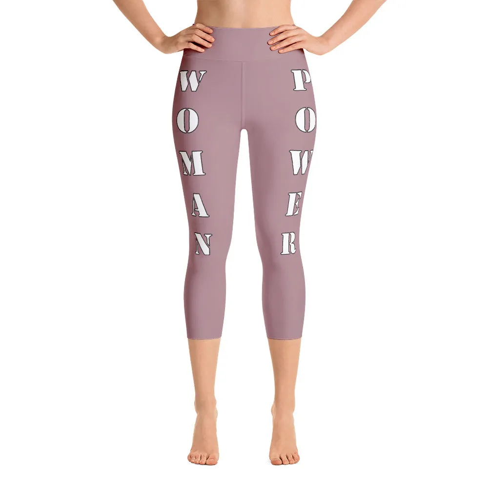 Our best viral leggings dusty rose woman power white letters