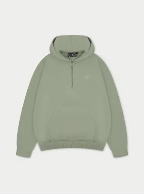 OUTLINE EMBROIDERED EMBLEM HOODIE - KHAKI