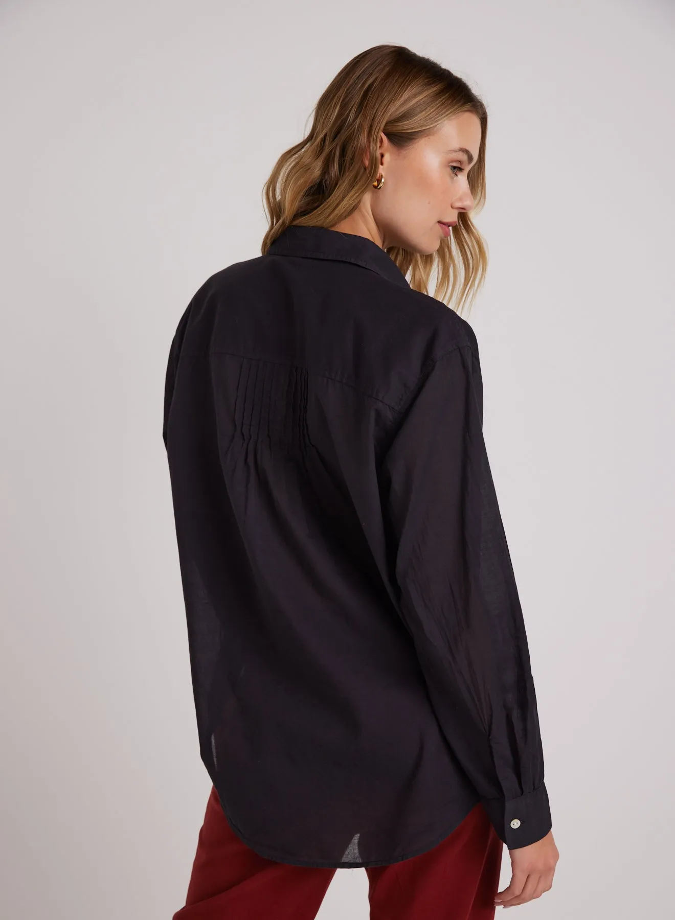 Pintuck Flowy Shirt - Black