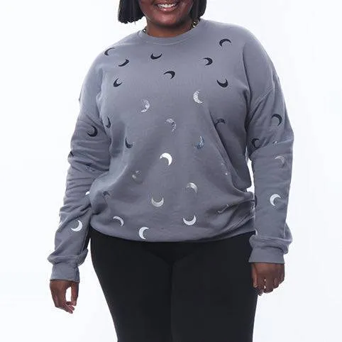 PLUS Size Poppy Sweatshirt Smoke - Silver Ombre Moons