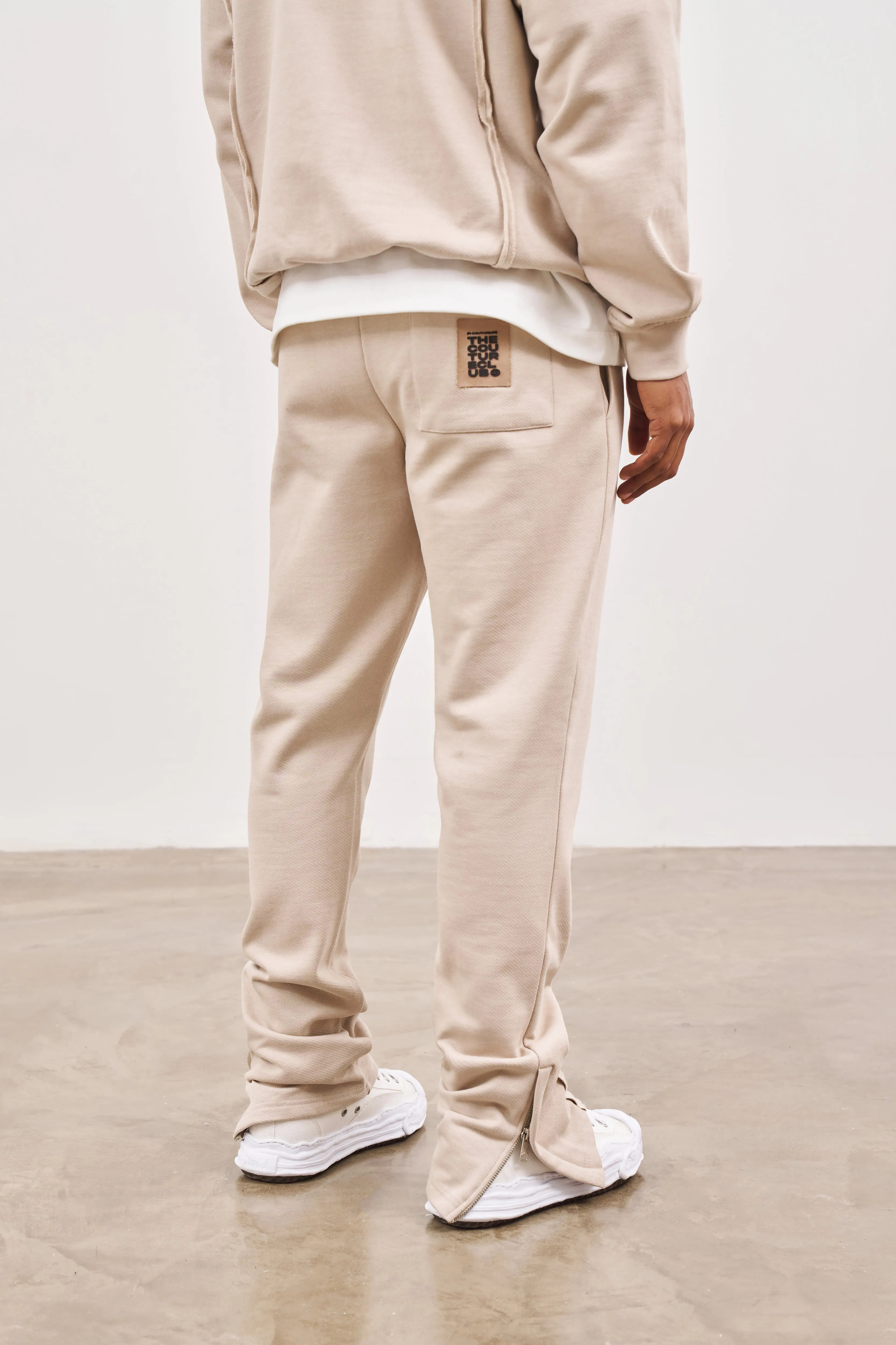 RAW SEAM STRAIGHT LEG JOGGERS - BEIGE