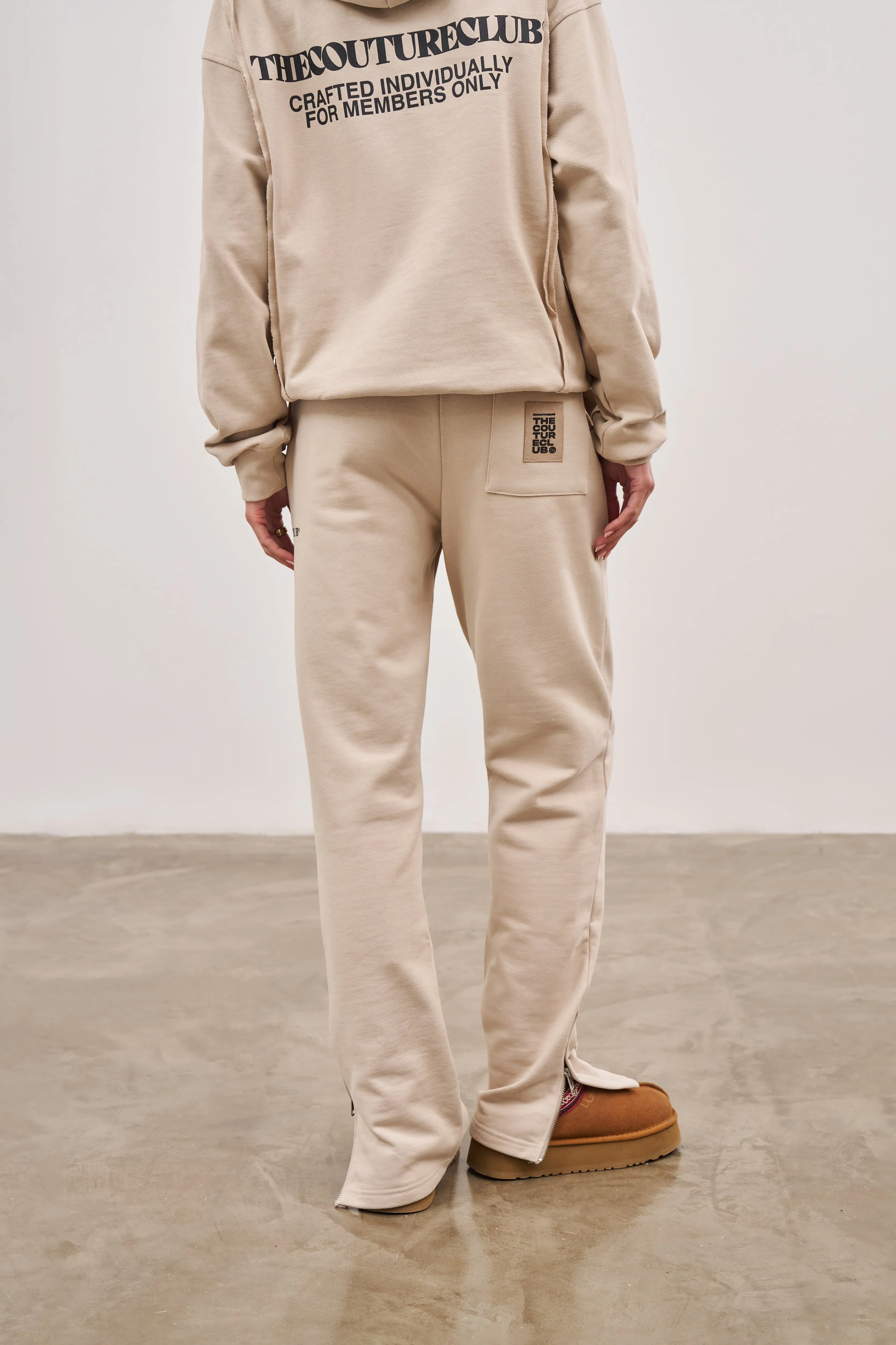 RAW SEAM STRAIGHT LEG JOGGERS - BEIGE