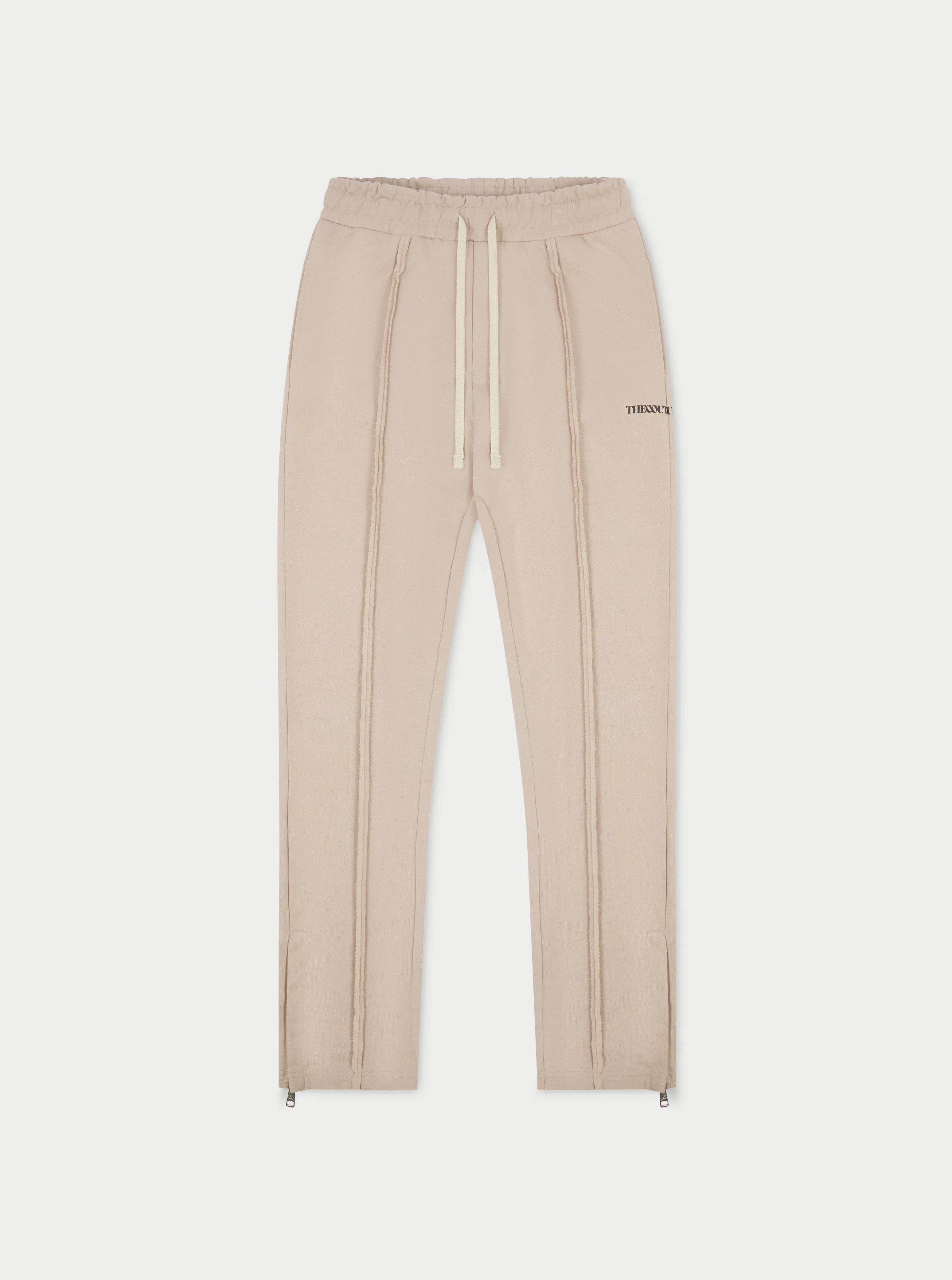 RAW SEAM STRAIGHT LEG JOGGERS - BEIGE