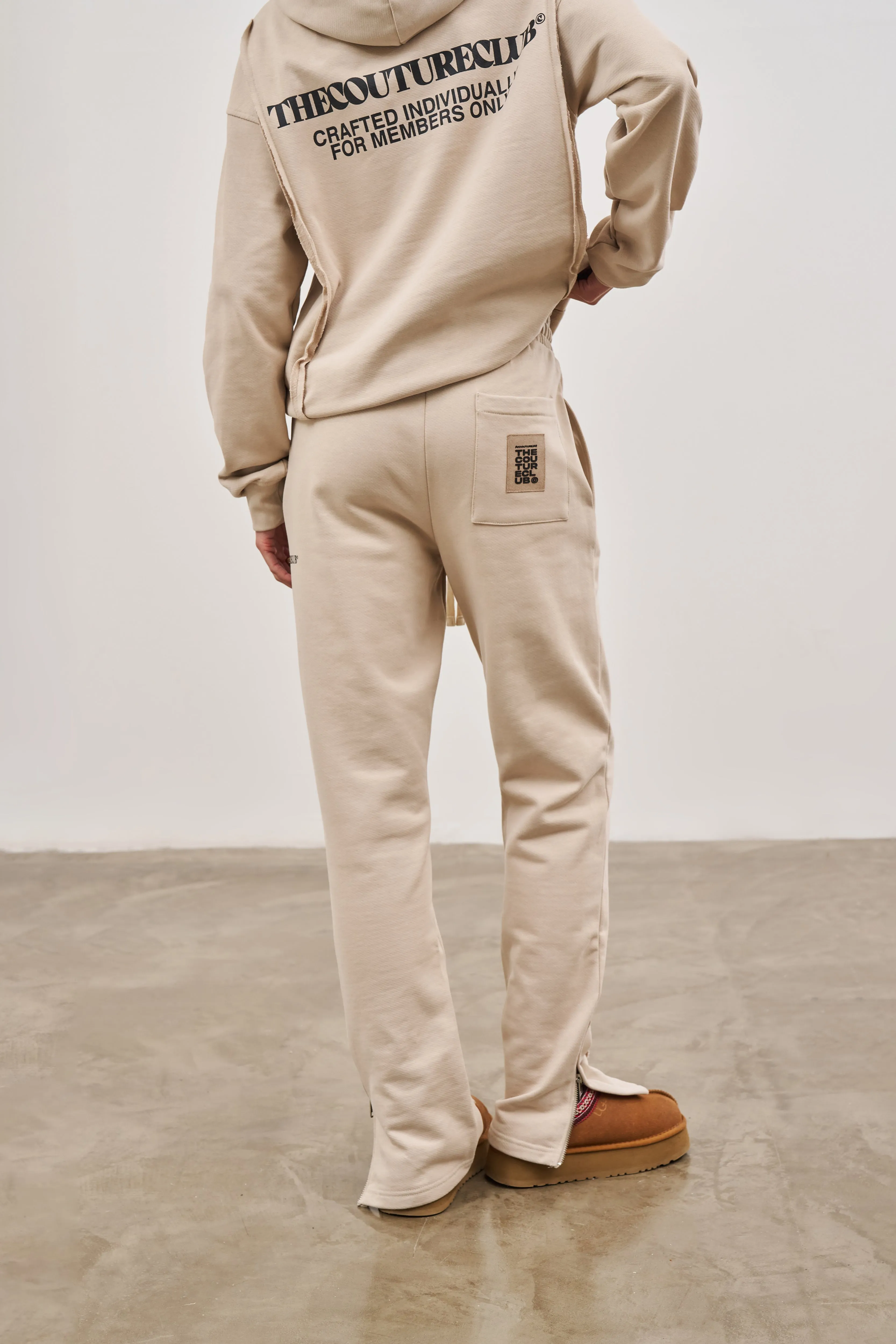 RAW SEAM STRAIGHT LEG JOGGERS - BEIGE