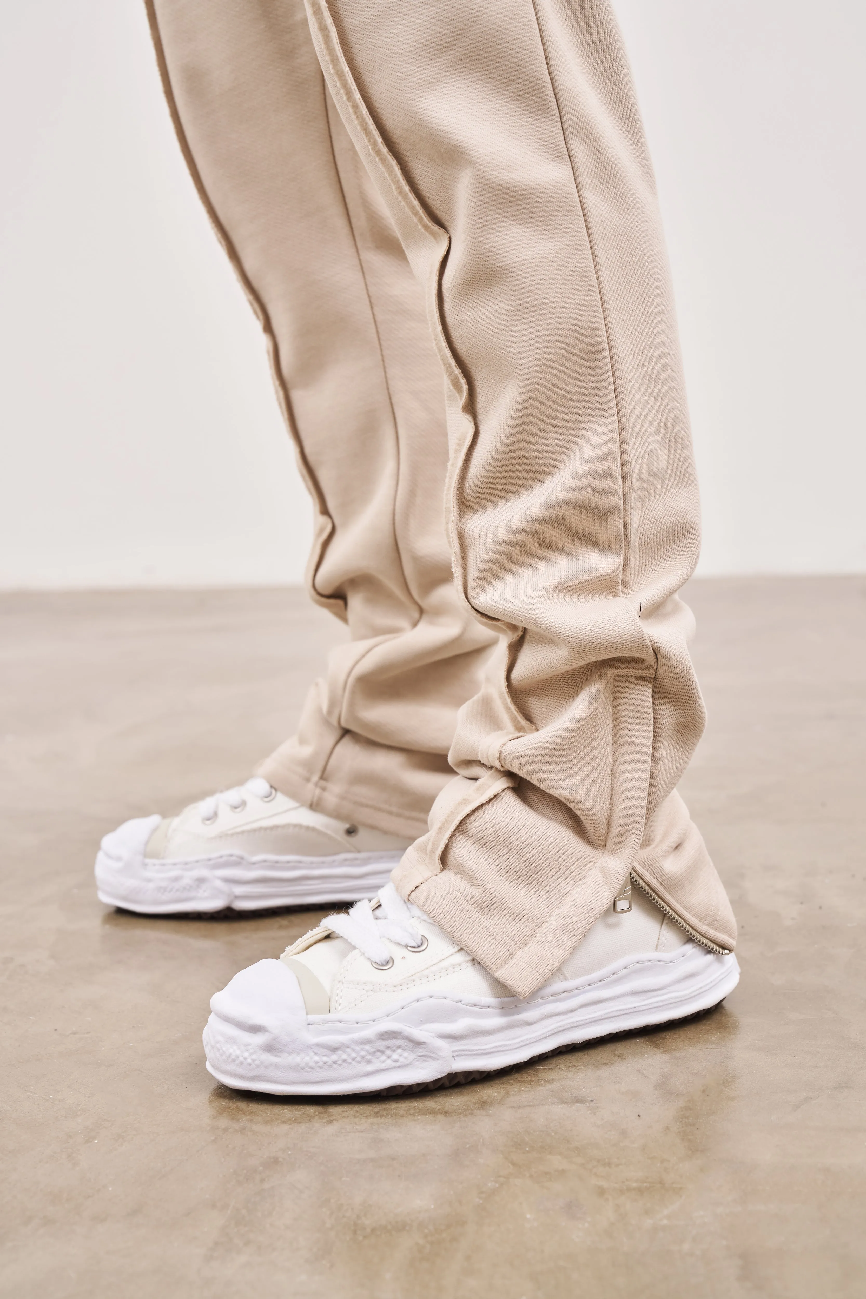 RAW SEAM STRAIGHT LEG JOGGERS - BEIGE