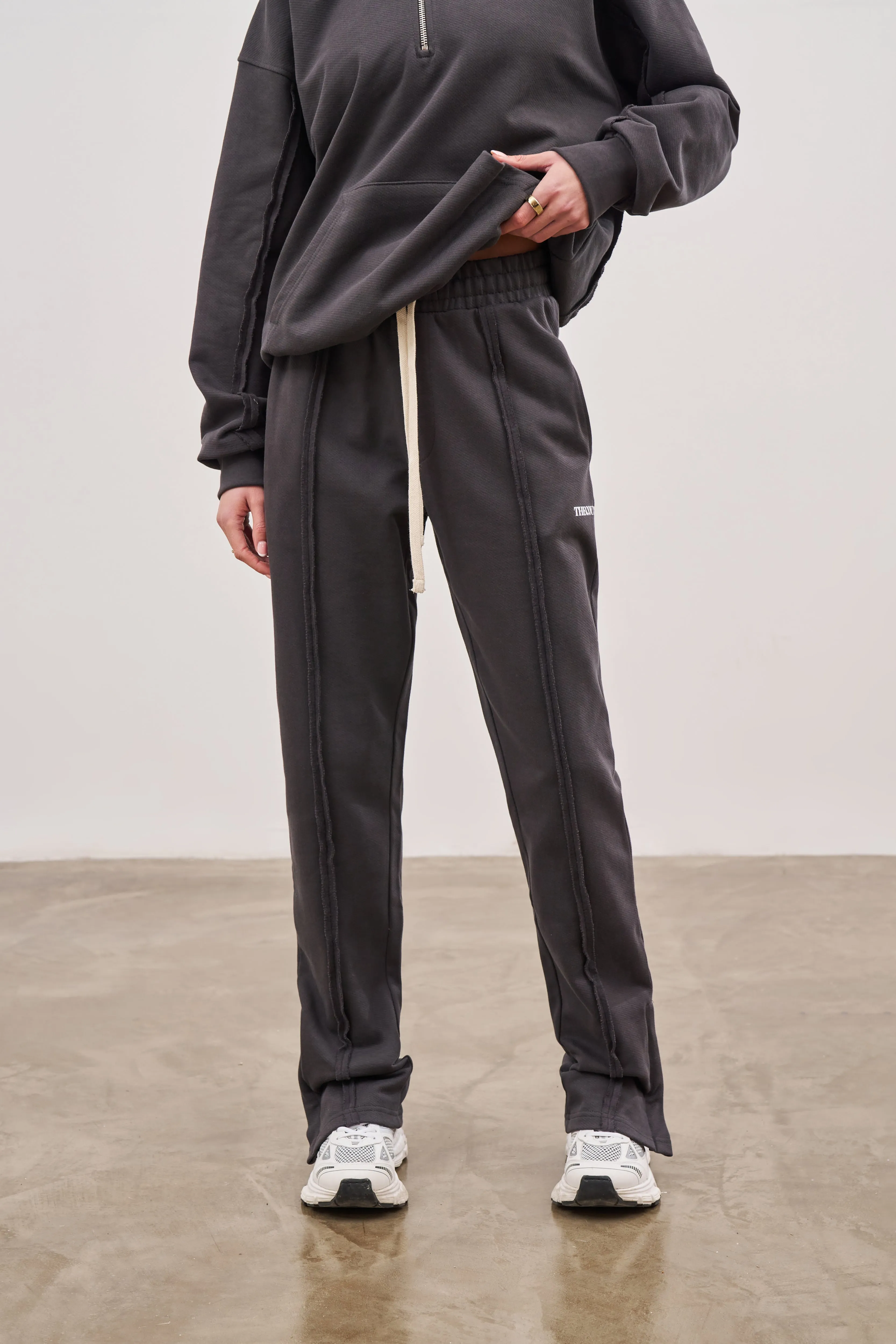 RAW SEAM STRAIGHT LEG JOGGERS - CHARCOAL