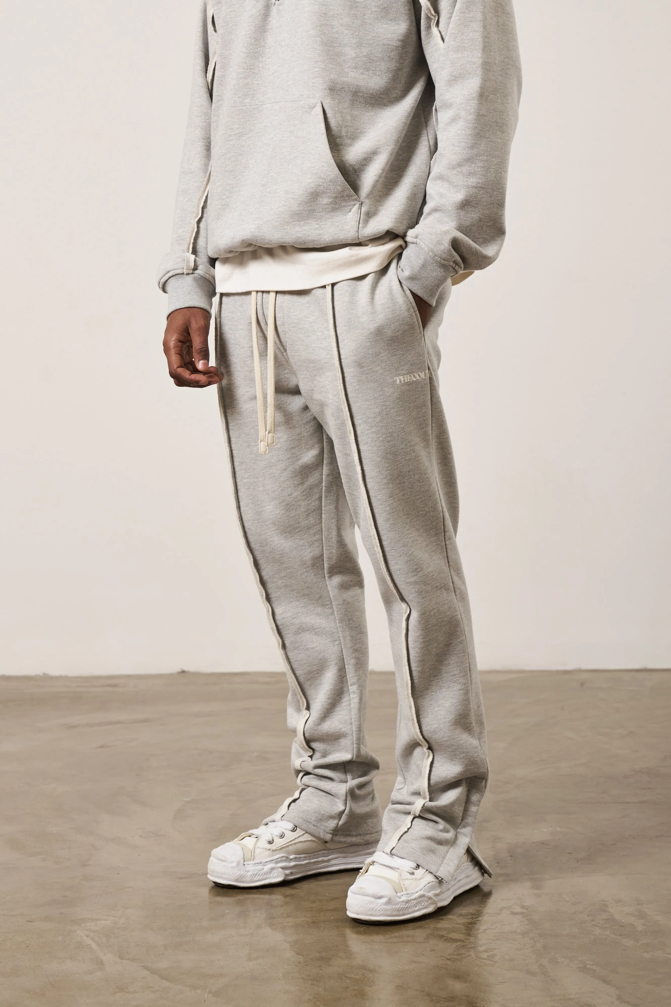 RAW SEAM STRAIGHT LEG JOGGERS - GREY MARL