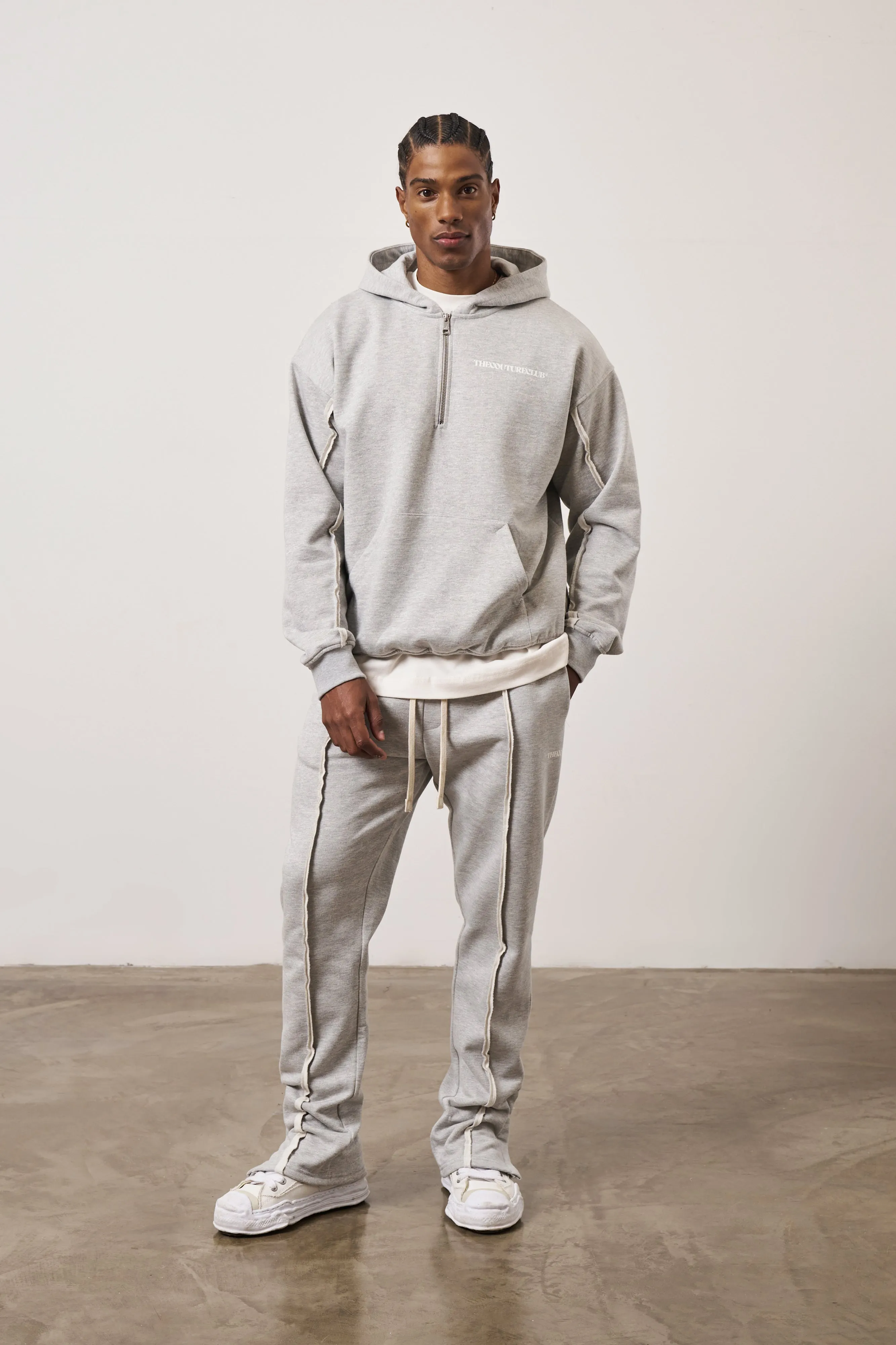 RAW SEAM STRAIGHT LEG JOGGERS - GREY MARL