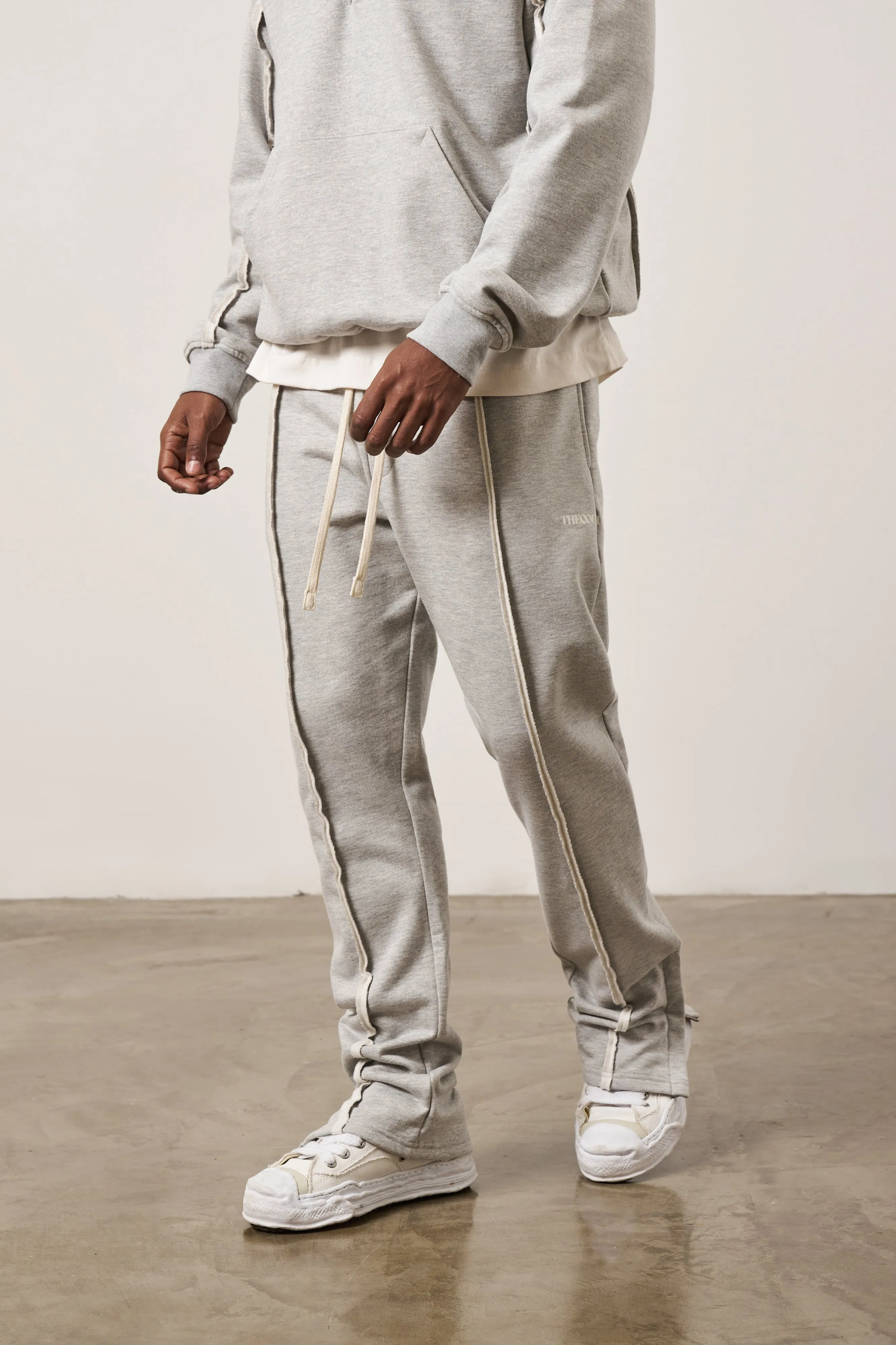 RAW SEAM STRAIGHT LEG JOGGERS - GREY MARL