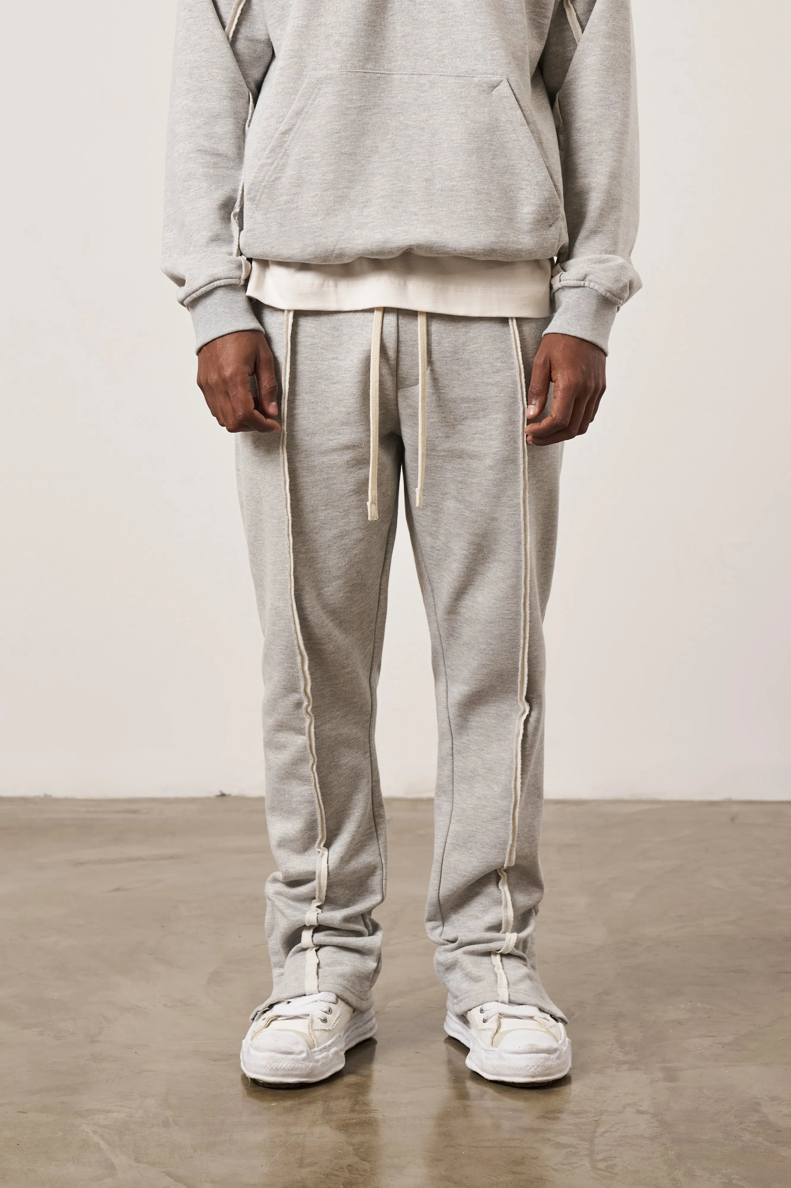 RAW SEAM STRAIGHT LEG JOGGERS - GREY MARL