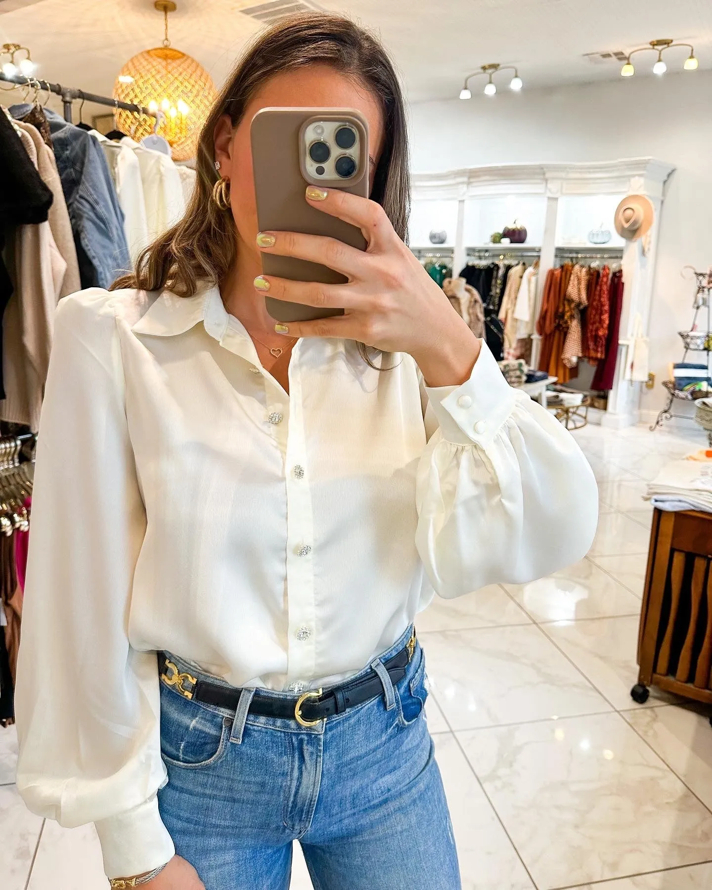 Rhinestone Button Down