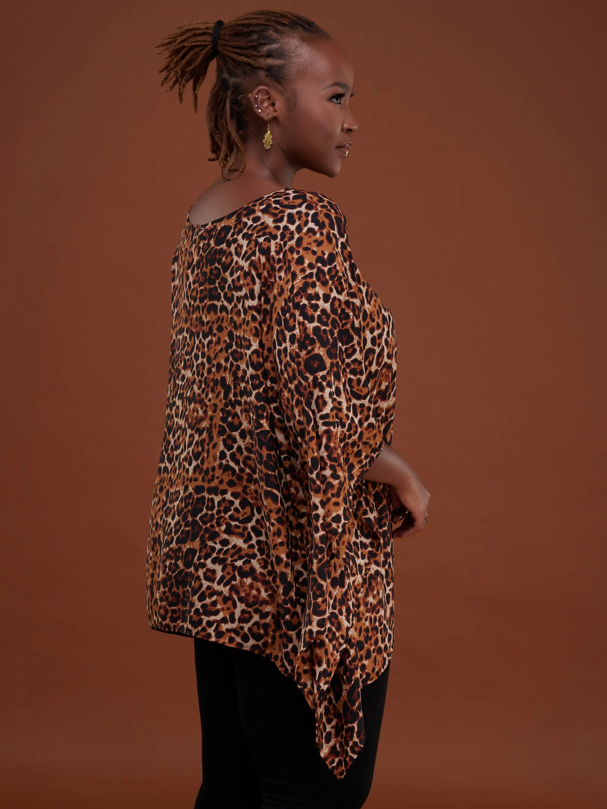 Safari Ayana Wide Top - Rust Leopard Print