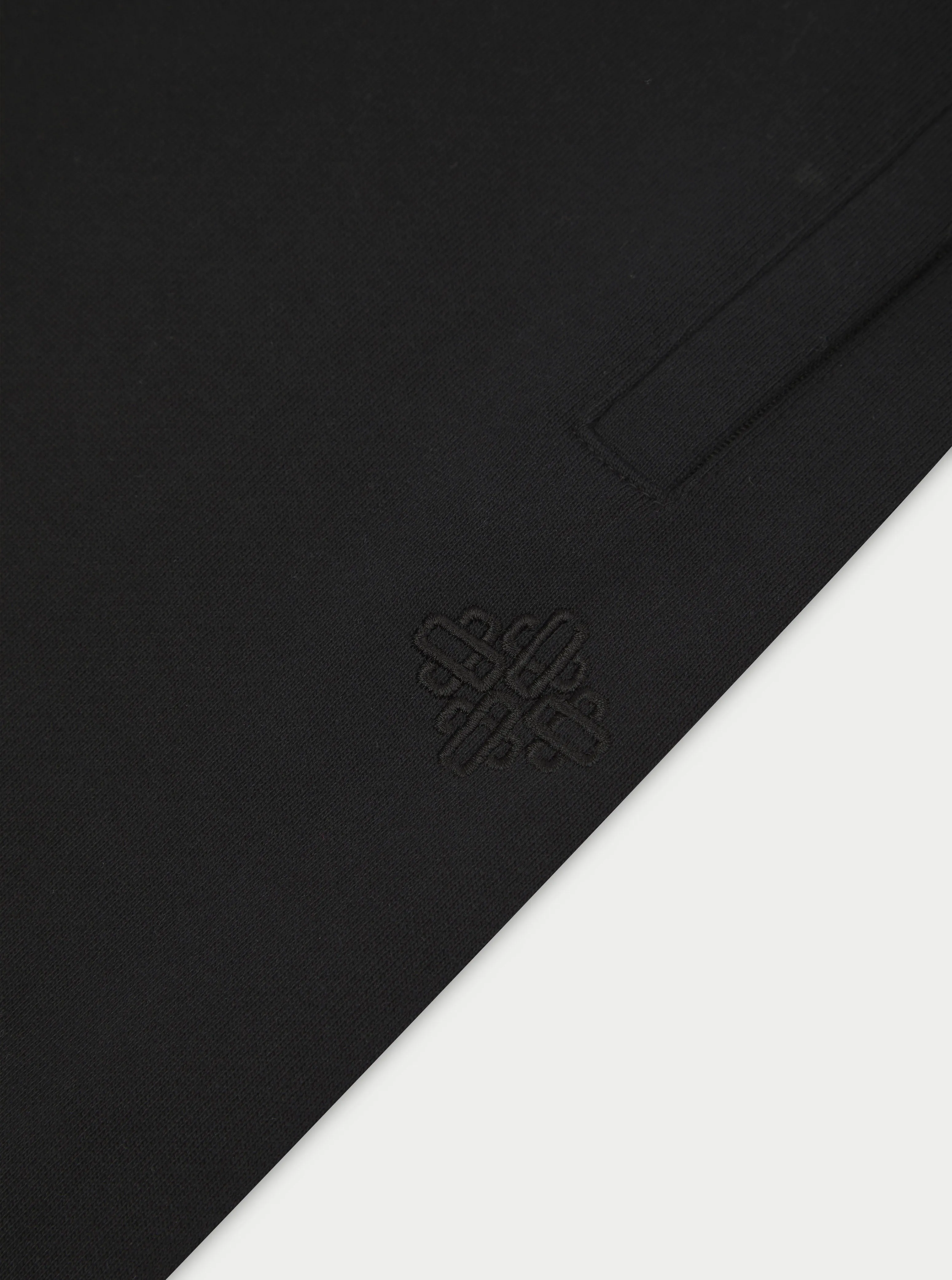 STRAIGHT LEG EMBROIDERED EMBLEM JOGGERS - BLACK