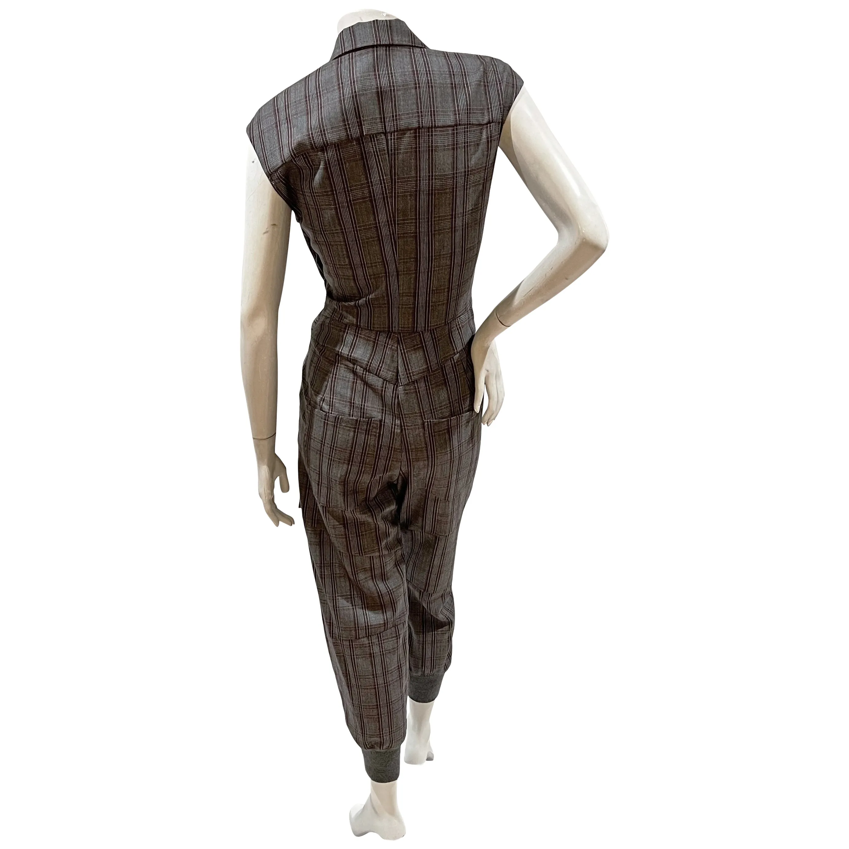 Vintage Cotton Blend Plaid Jumpsuit