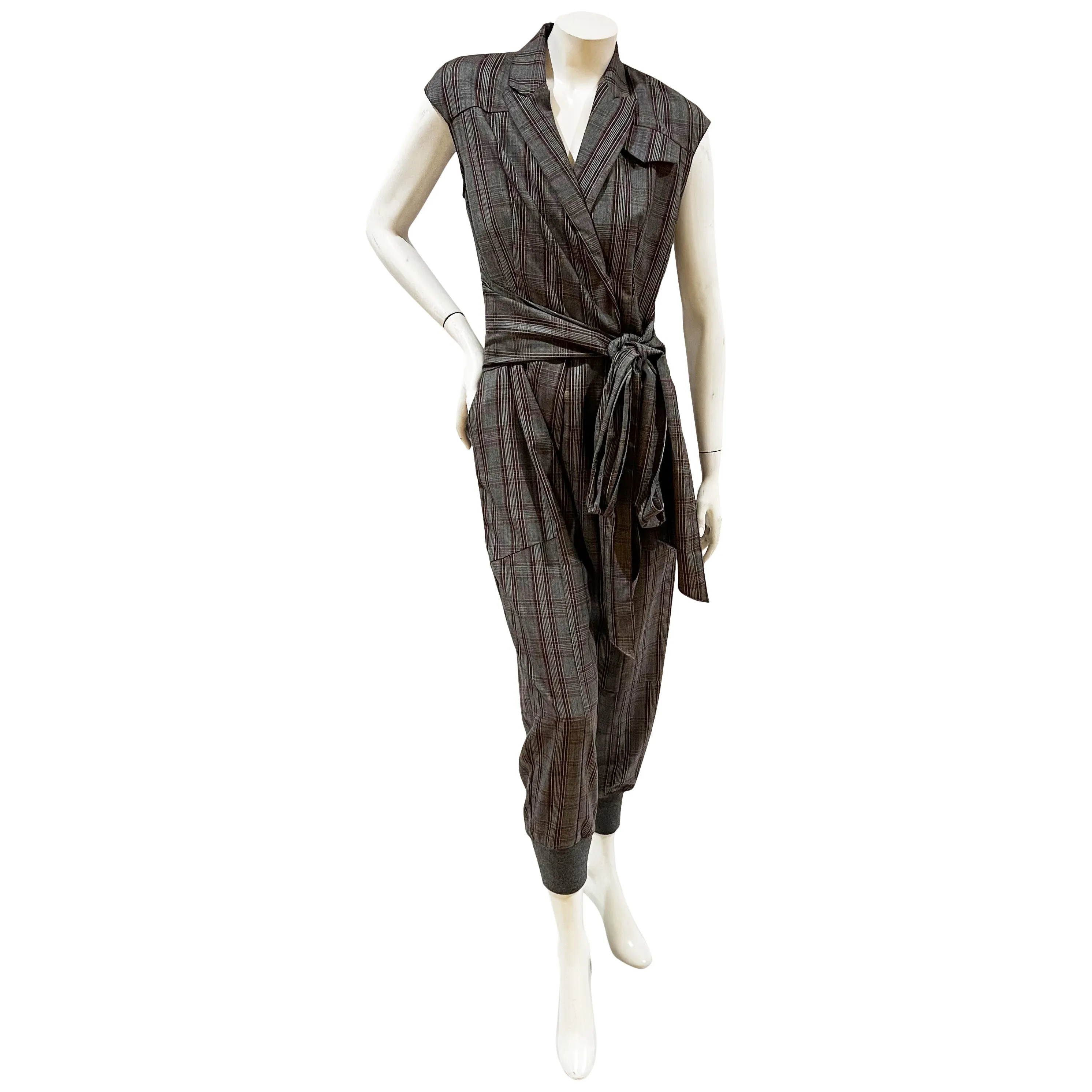 Vintage Cotton Blend Plaid Jumpsuit