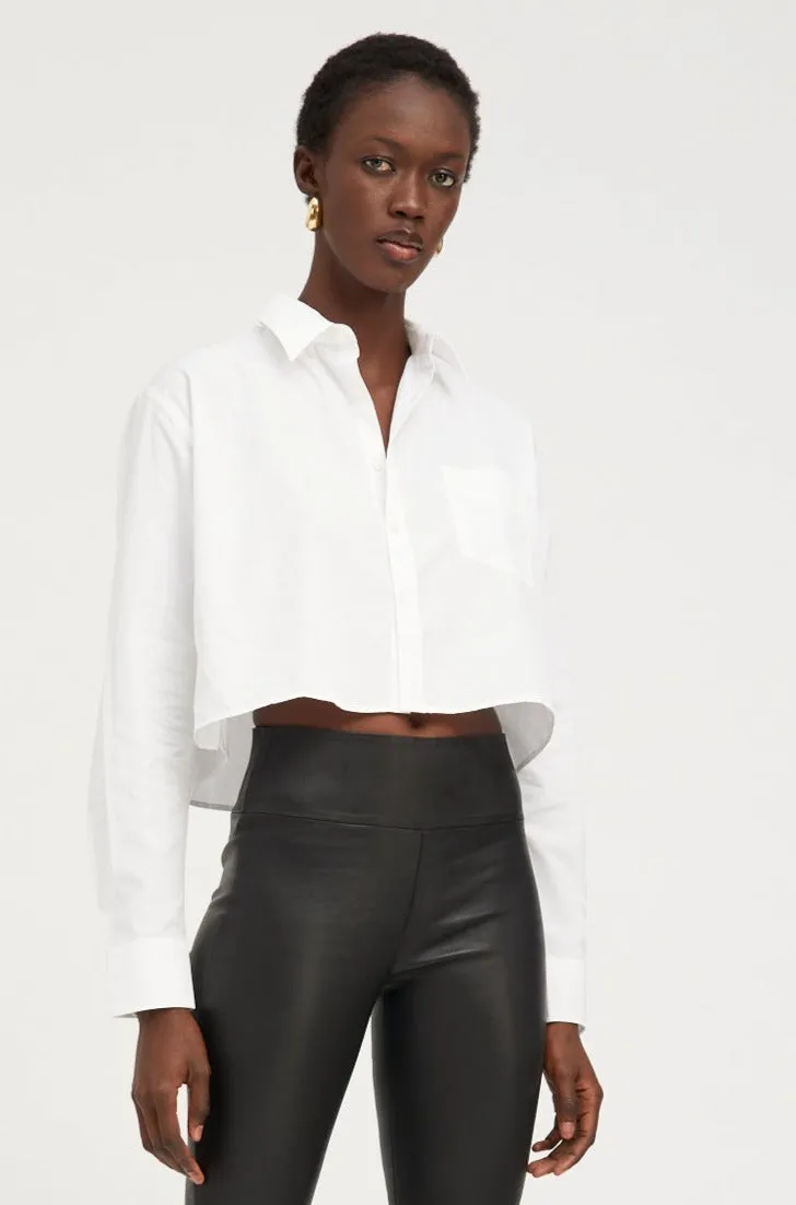 Stylish White Cropped Button-Down Shirt