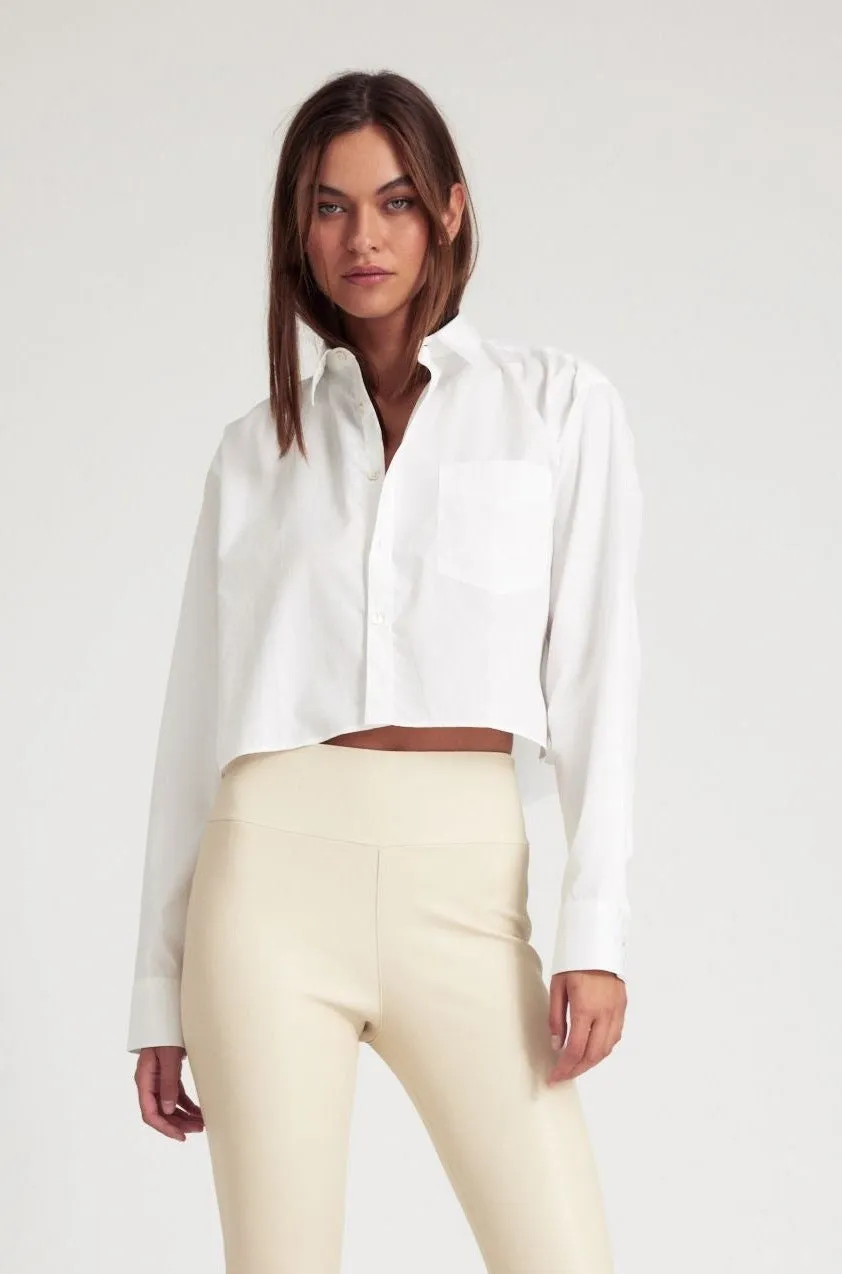 Stylish White Cropped Button-Down Shirt