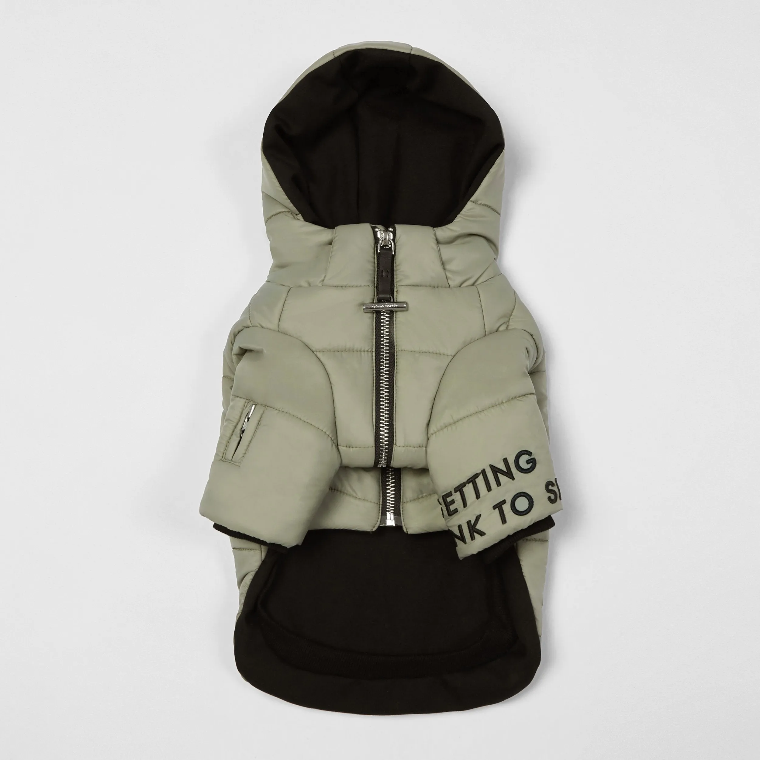 Zip Up Puffer Ski Jacket with Hood